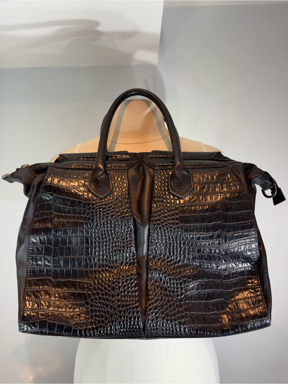 Walter by Walter Baker Black Croc Embossed Leather Satchel Crossbody Bag - Picture 13 of 13